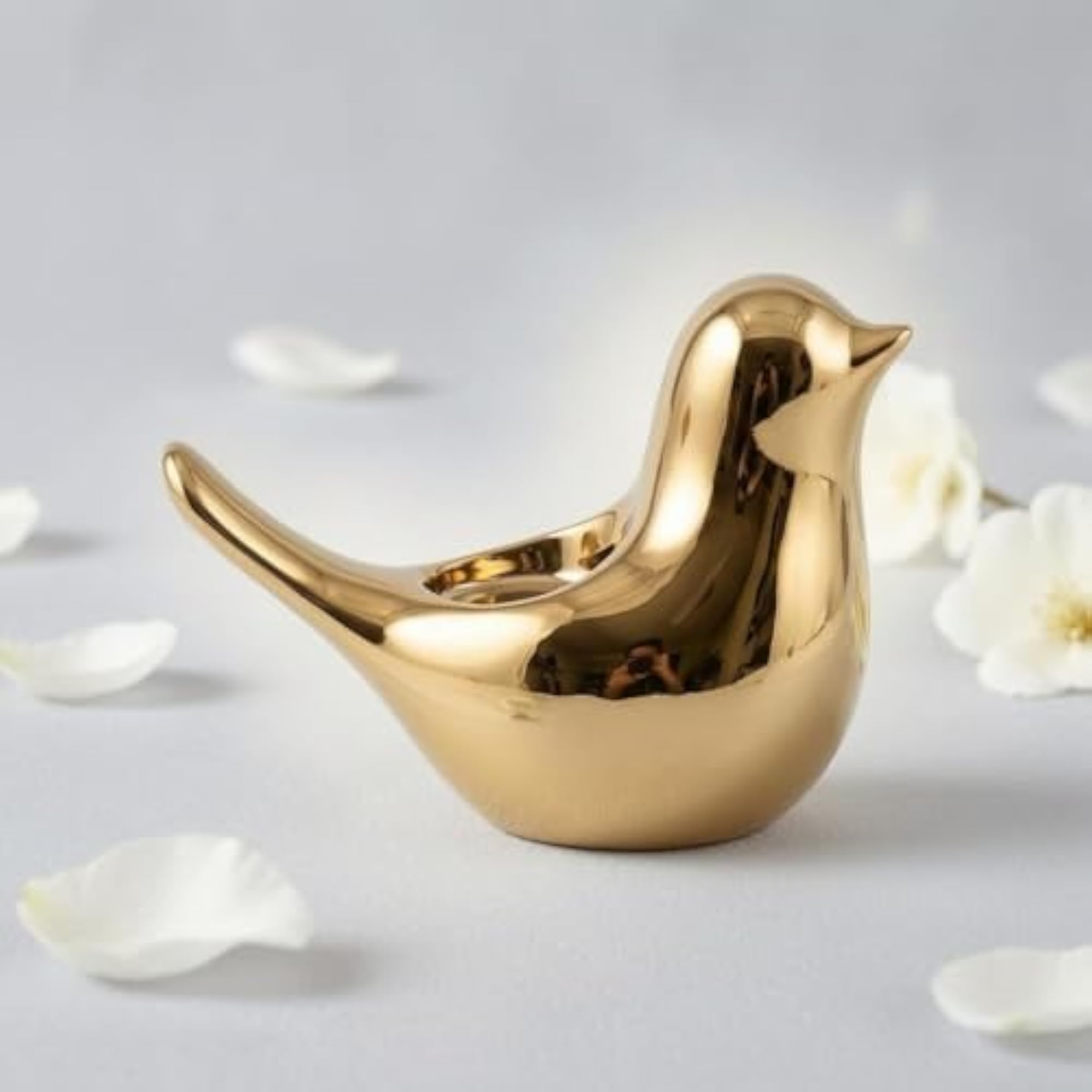 Compact Bird-Shaped Candle Holder Decorative Mirror Finish
